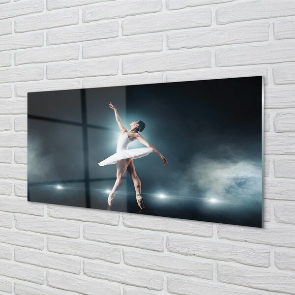 Quadro su vetro Abito bianco donna danza classica 100x50 cm 2 appendini