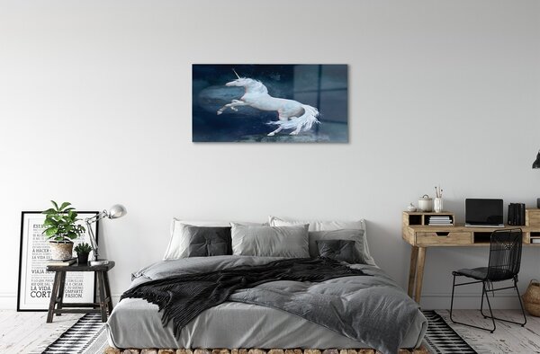 Quadro in vetro Unicorno pianeti cielo 100x50 cm 2 appendini