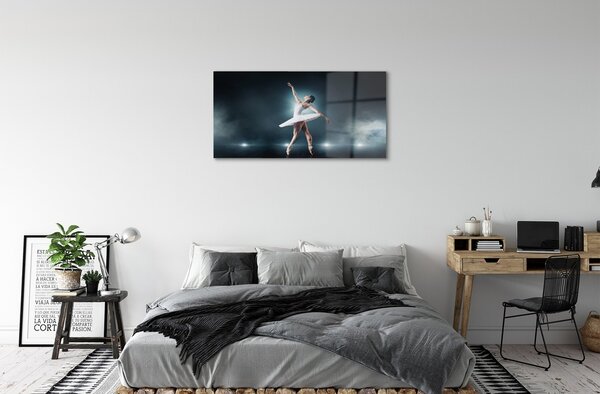 Quadro su vetro Abito bianco donna danza classica 100x50 cm 2 appendini