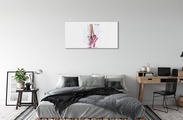 Quadro in vetro Scarpe da ballo rosa 100x50 cm 2 appendini