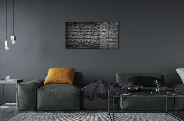 Quadro di vetro Muro di mattoni vintage 100x50 cm 2 appendini