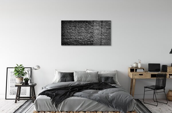 Quadro di vetro Muro di mattoni vintage 100x50 cm 2 appendini