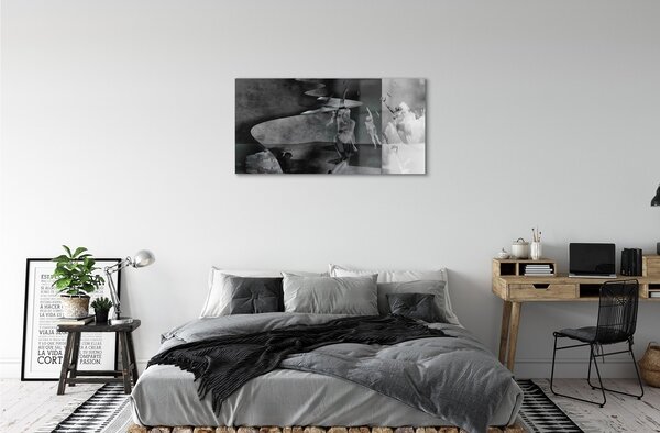 Quadro su vetro Gente del cielo in bianco e nero 100x50 cm 2 appendini