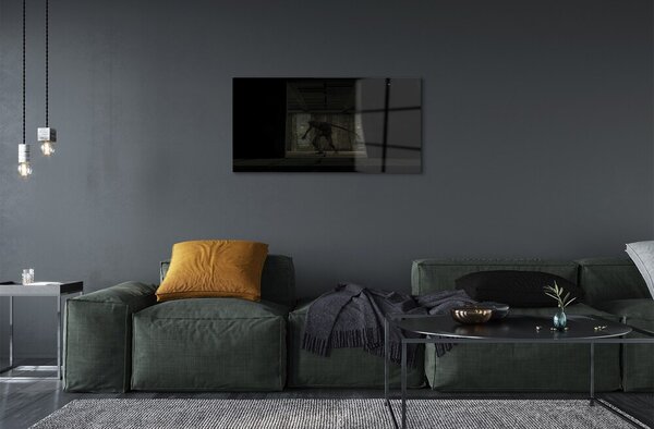 Quadro in vetro Edificio oscuro zombie 100x50 cm 2 appendini