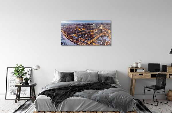 Quadro in vetro Danzica panorama invernale del fiume 100x50 cm 2 appendini