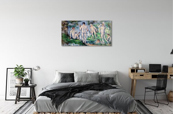 Quadro in vetro Le bagnanti - paul cézanne 100x50 cm 2 appendini