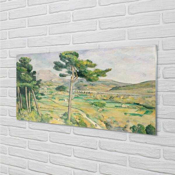 Quadro su vetro Il monte st. Victoria e il viadotto nella valle del fiume arc - paul cézanne 100x50 cm 2 appendini