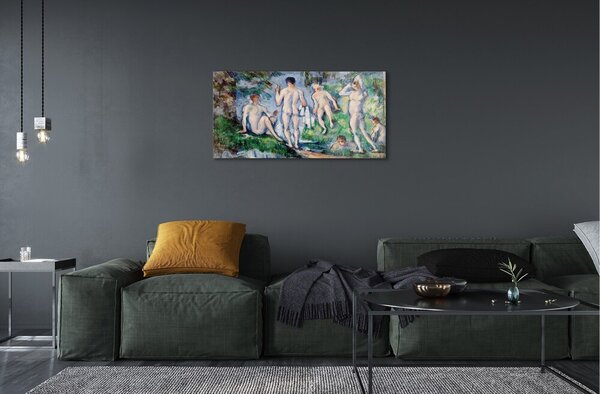 Quadro in vetro Le bagnanti - paul cézanne 100x50 cm 2 appendini