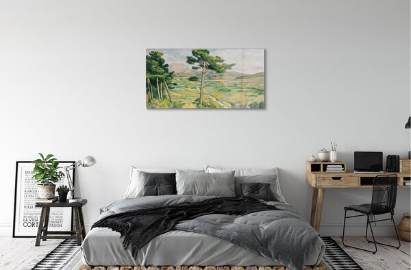 Quadro su vetro Il monte st. Victoria e il viadotto nella valle del fiume arc - paul cézanne 100x50 cm 2 appendini