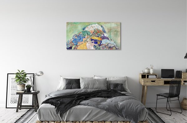 Quadro su vetro Bambino (culla) - gustav klimt 100x50 cm 2 appendini