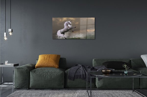Quadro in vetro Montagne di unicorno 100x50 cm 2 appendini