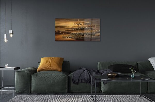 Quadro in vetro Nave mare nuvola 100x50 cm 2 appendini