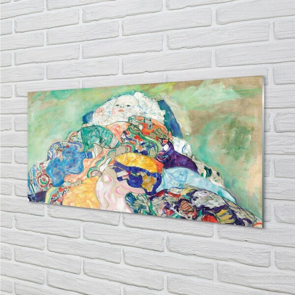 Quadro su vetro Bambino (culla) - gustav klimt 100x50 cm 2 appendini