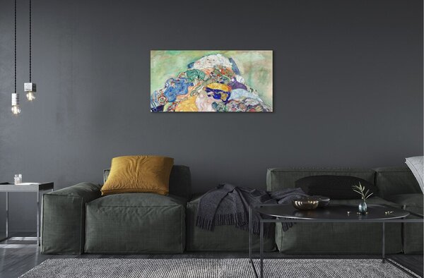Quadro su vetro Bambino (culla) - gustav klimt 100x50 cm 2 appendini