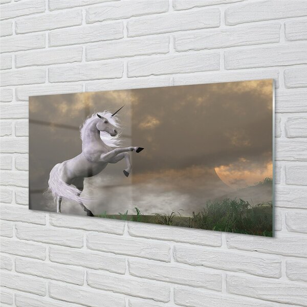 Quadro in vetro Montagne di unicorno 100x50 cm 2 appendini