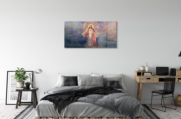 Quadro in vetro Gesù 100x50 cm 2 appendini