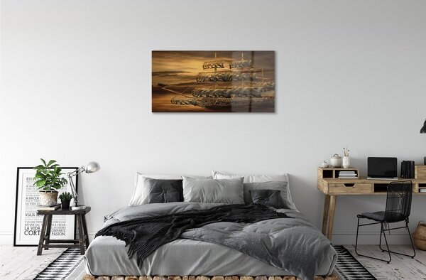 Quadro in vetro Nave mare nuvola 100x50 cm 2 appendini