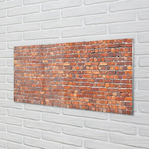 Quadro vetro Muro di mattoni vintage 100x50 cm 2 appendini