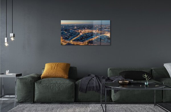 Quadro in vetro Cracovia notte panoramica 100x50 cm 2 appendini