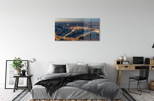 Quadro in vetro Cracovia notte panoramica 100x50 cm 2 appendini