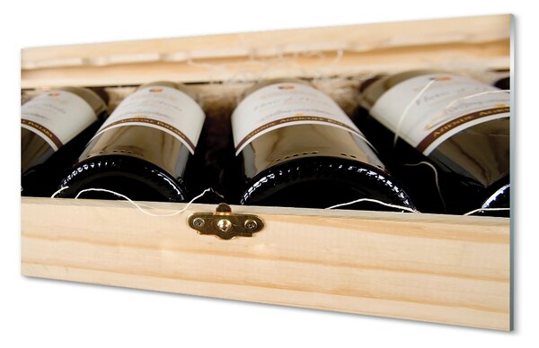 Quadro su vetro Bottiglie di vino in scatola 100x50 cm