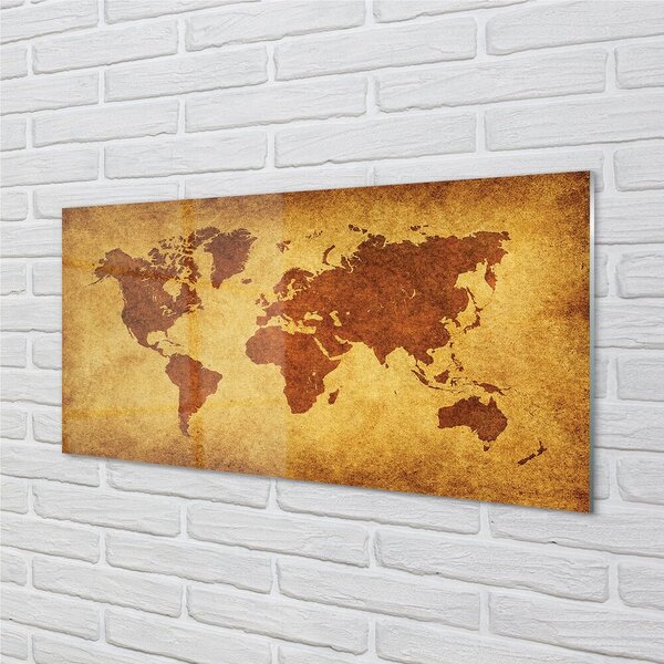Quadro in vetro Vecchia mappa marrone 100x50 cm 2 appendini