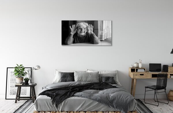 Quadro di vetro Donna anziana 100x50 cm 2 appendini