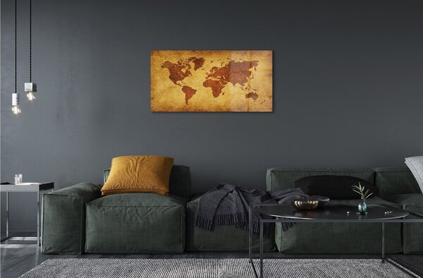 Quadro in vetro Vecchia mappa marrone 100x50 cm 2 appendini