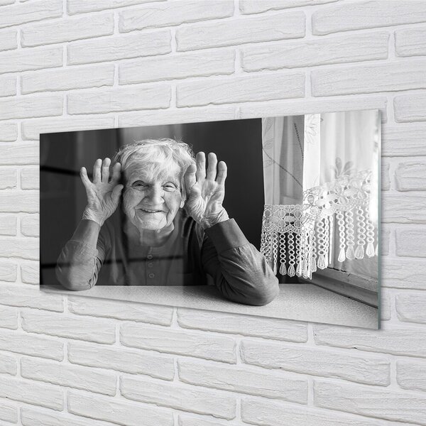 Quadro di vetro Donna anziana 100x50 cm 2 appendini