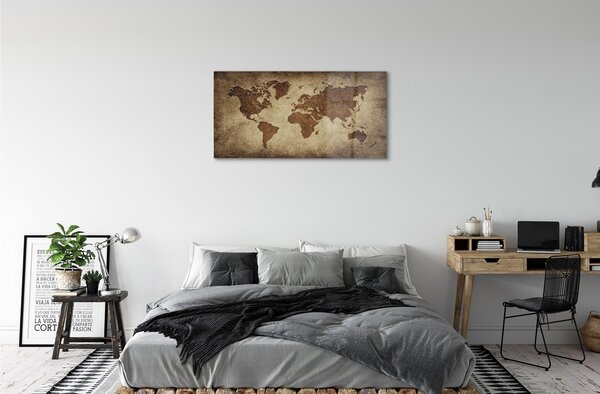 Quadro in vetro Mappa grigia 100x50 cm 2 appendini
