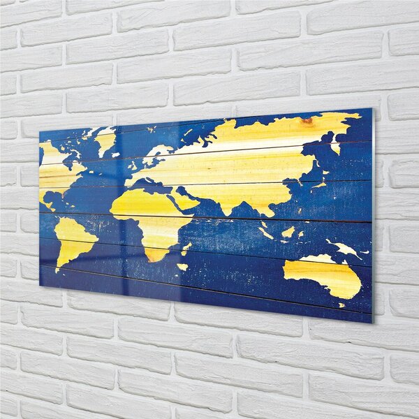 Quadro vetro Mappa su cartoncino blu 100x50 cm 2 appendini