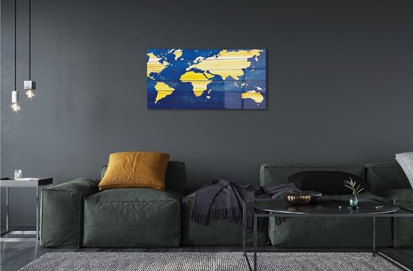Quadro vetro Mappa su cartoncino blu 100x50 cm 2 appendini