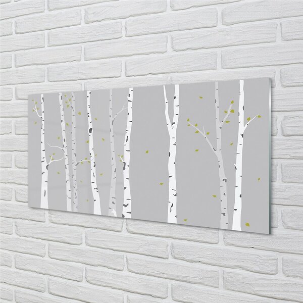 Quadro di vetro Illustrazione di una betulla 100x50 cm 2 appendini
