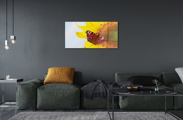 Quadro vetro Farfalla girasole 100x50 cm 2 appendini
