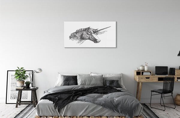 Quadro di vetro Disegno di unicorno 100x50 cm 2 appendini