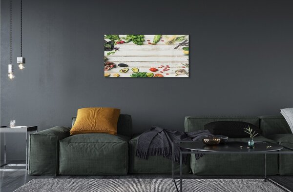 Quadro su vetro Avocado mais spinaci 100x50 cm 2 appendini