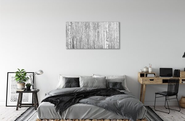 Quadro in vetro Foresta di alberi in bianco e nero 100x50 cm 2 appendini