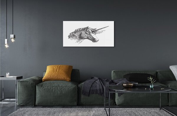 Quadro di vetro Disegno di unicorno 100x50 cm 2 appendini