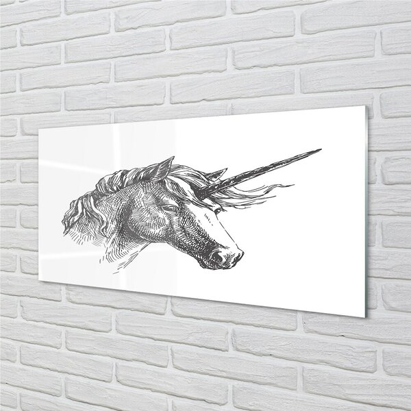 Quadro di vetro Disegno di unicorno 100x50 cm 2 appendini