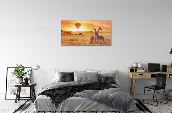 Quadro in vetro Palloncini a forma di giraffa 100x50 cm 2 appendini