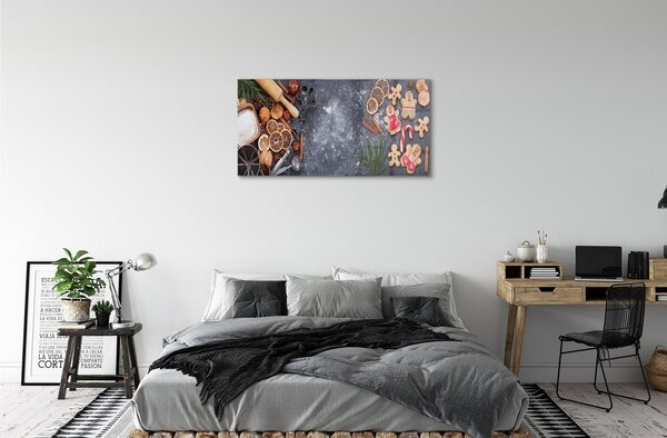 Quadro in vetro Farina di pan di zenzero di natale 100x50 cm 2 appendini
