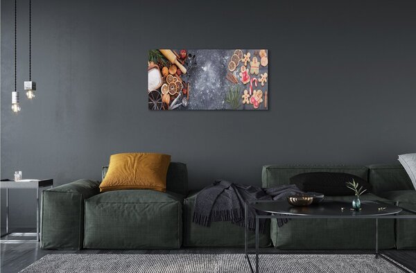 Quadro in vetro Farina di pan di zenzero di natale 100x50 cm 2 appendini