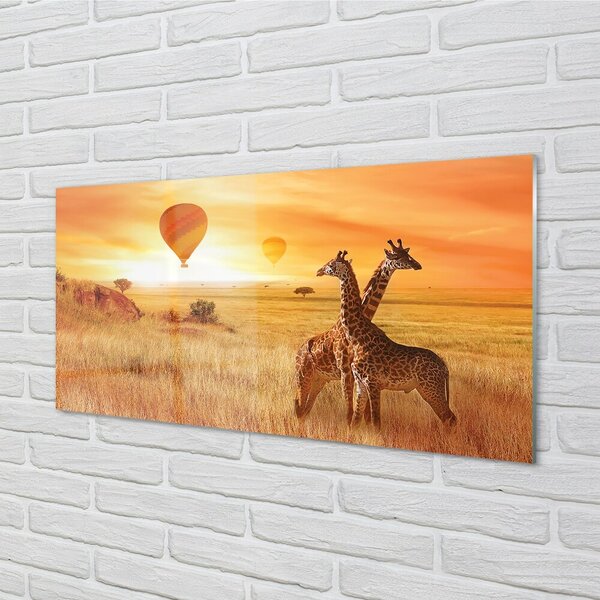 Quadro in vetro Palloncini a forma di giraffa 100x50 cm 2 appendini