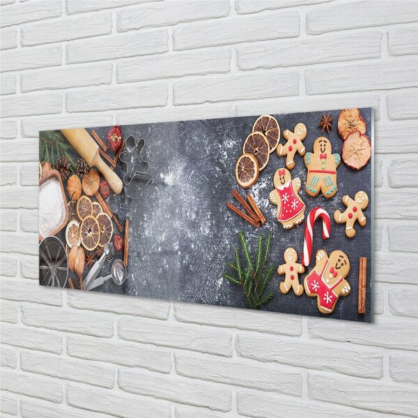 Quadro in vetro Farina di pan di zenzero di natale 100x50 cm 2 appendini