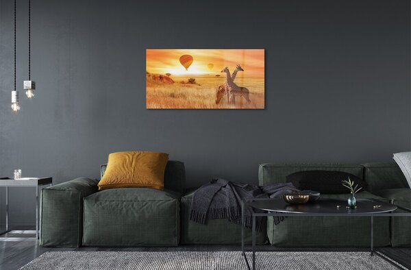Quadro in vetro Palloncini a forma di giraffa 100x50 cm 2 appendini