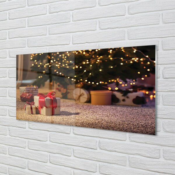 Quadro in vetro Regali per l'albero di natale 100x50 cm 2 appendini