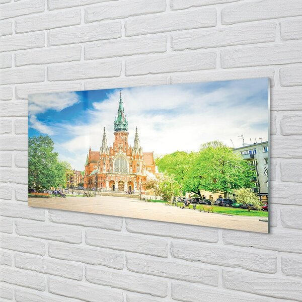 Quadro su vetro Cattedrale di cracovia 100x50 cm 2 appendini