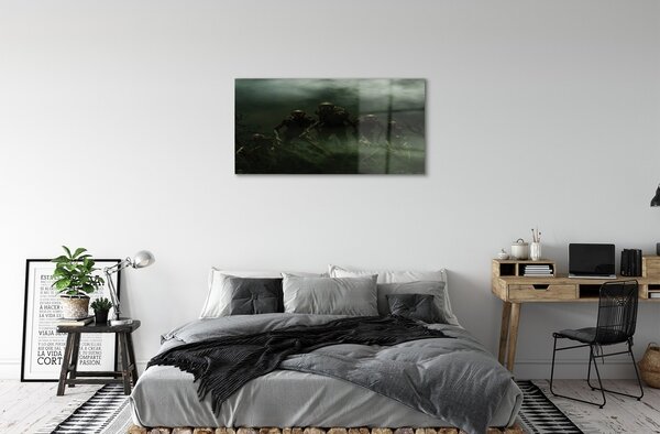 Quadro in vetro Nuvole di zombie 100x50 cm 2 appendini