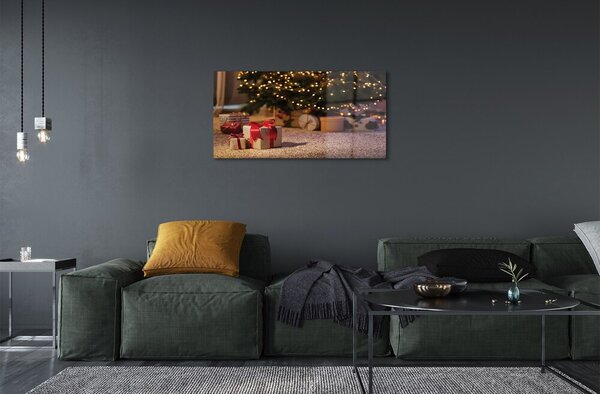 Quadro in vetro Regali per l'albero di natale 100x50 cm 2 appendini