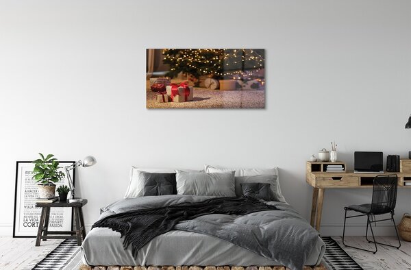 Quadro in vetro Regali per l'albero di natale 100x50 cm 2 appendini